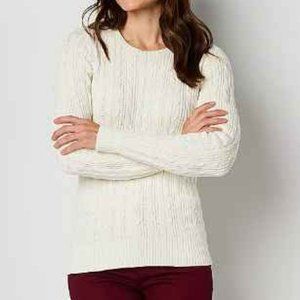 NEW St Johns Bay cable knit crew neck sweater sz small